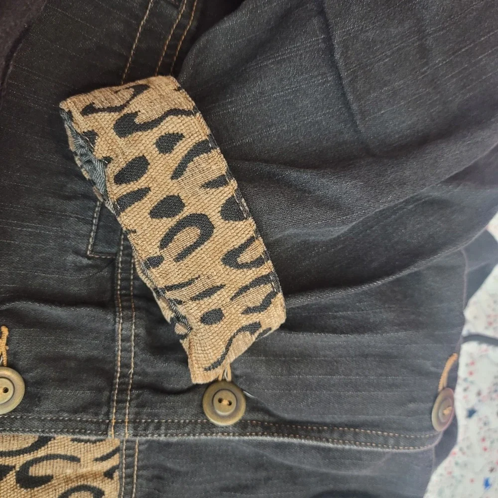 Napa Valley Denim 1X Jacket Leopard Print Animal Tapestry Patchwork Bead Y2K 90s